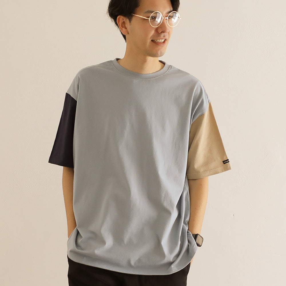 【大人】袖配色半袖Tシャツ