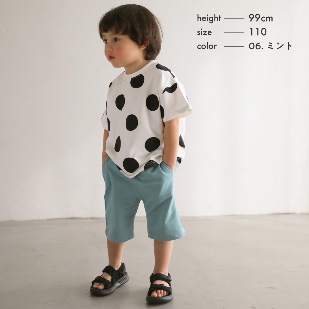 ドット柄ショートパンツ ブルー ボトムス 女の子 男の子 100サイズ